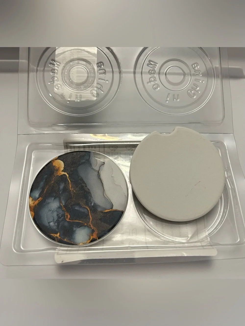 Marble Ink Slate Round Coasters - Set of 2
